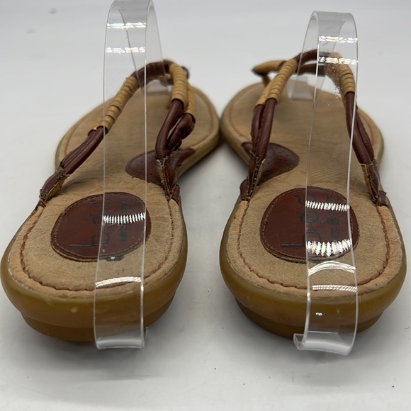 b.o.c. Born Concept Sandals with Brown Strap Wraped in Beige/Gold Ribbon size 9 - Picture 3 of 9